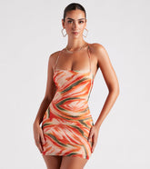 Sunset Marvel Lace-Up Mini Dress