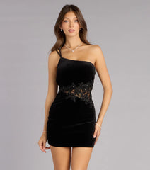 Janessa Velvet One-Shoulder Mini Dress