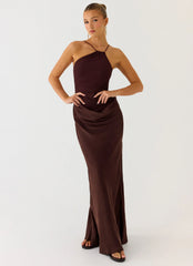 Pristin Cupro Maxi Dress - Cool Chocolate