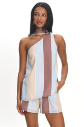 Petronella One Shoulder Top Stripe