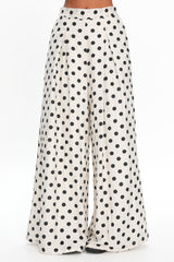 Galentines Wide Leg Pants Polka Dot Ivory