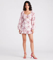 Ready For Floral Chiffon Ruffle Short Dress
