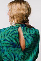 Janessa Midi Dress | Green + Blue Print