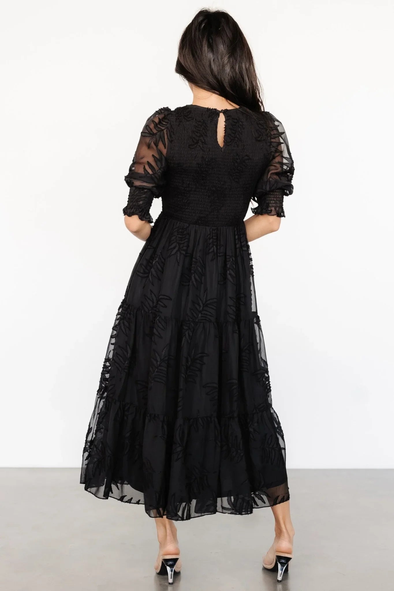 Nellie Smocked Midi Dress | Black