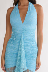 Kamilah Ruched Ruffle Maxi Dress Lace Teal