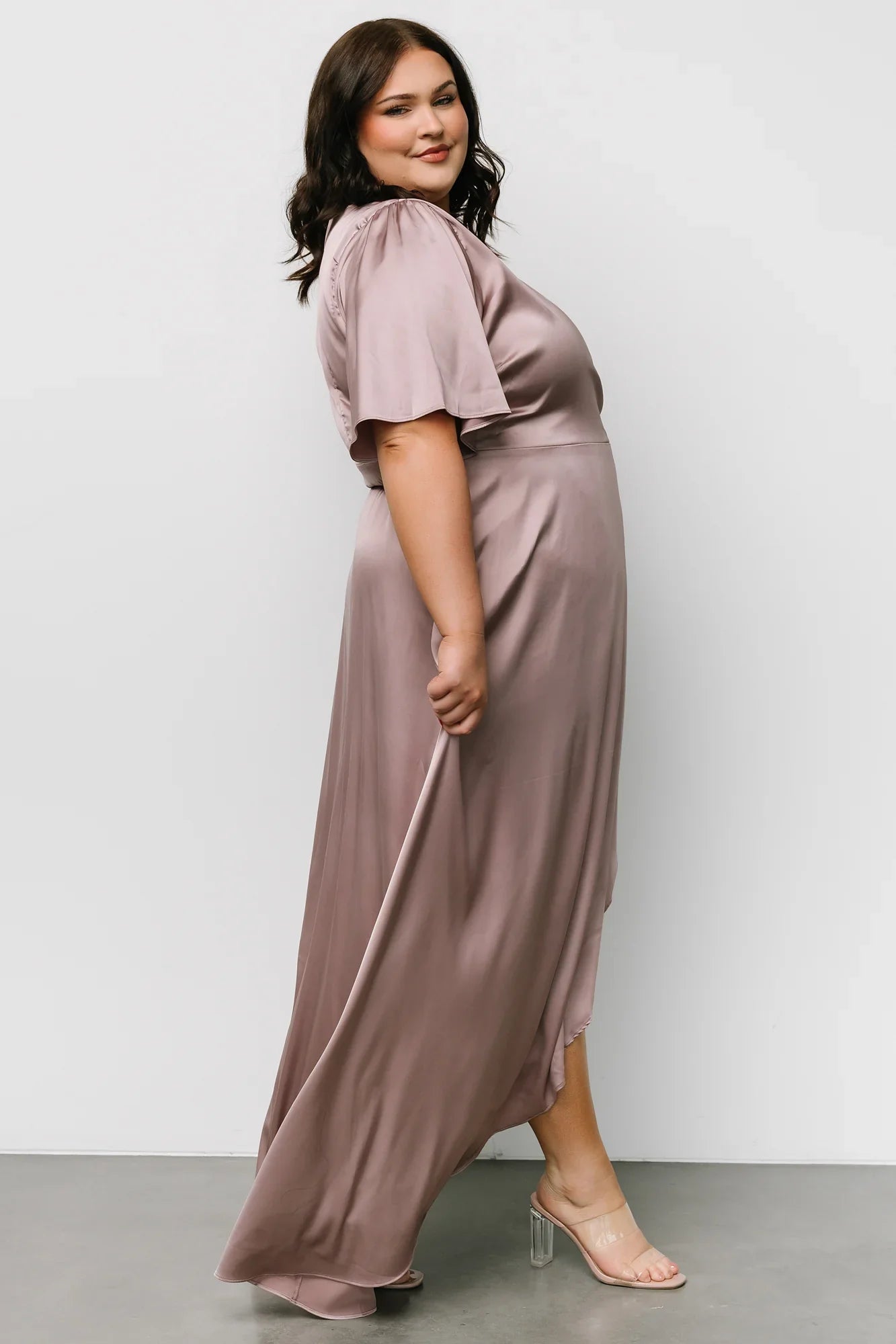 Vara Satin Maxi Wrap Dress | Lilac