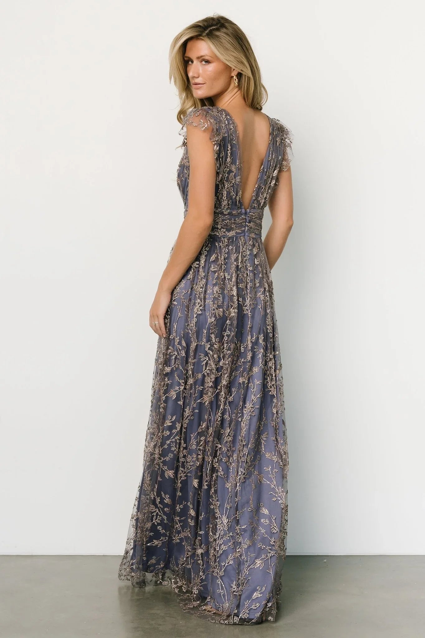 Arlene Shimmer Gown | Blue + Gold