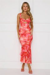 Fantasy Forest Mesh Maxi Dress Print